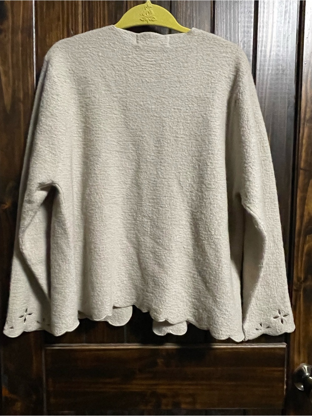 Appleseed's Cream Scallop-Edge Button Cardigan with Floral Cutouts - Picture 2 of 5